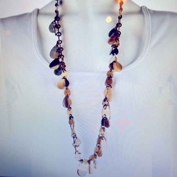HERMÈS Buffalo Horn Necklace Brown Tortoise Shell LONG RARE bead dangle $1500RP! - Picture 10 of 16